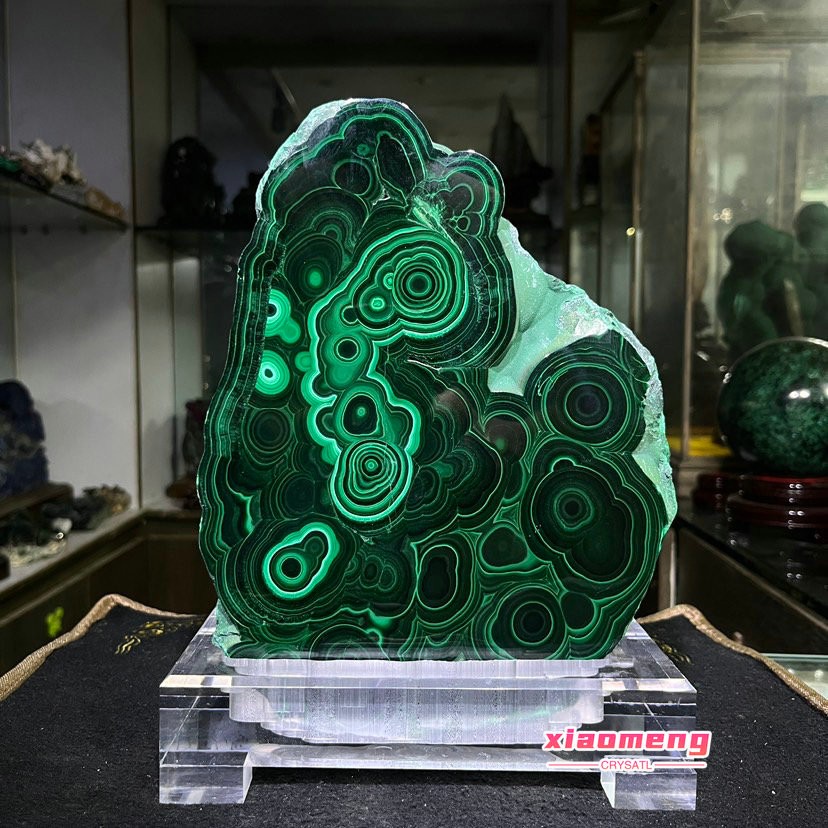 12.5LBNatural CongoMalachite Freeform Slice, Stunning Eye Pattern Green Mineral