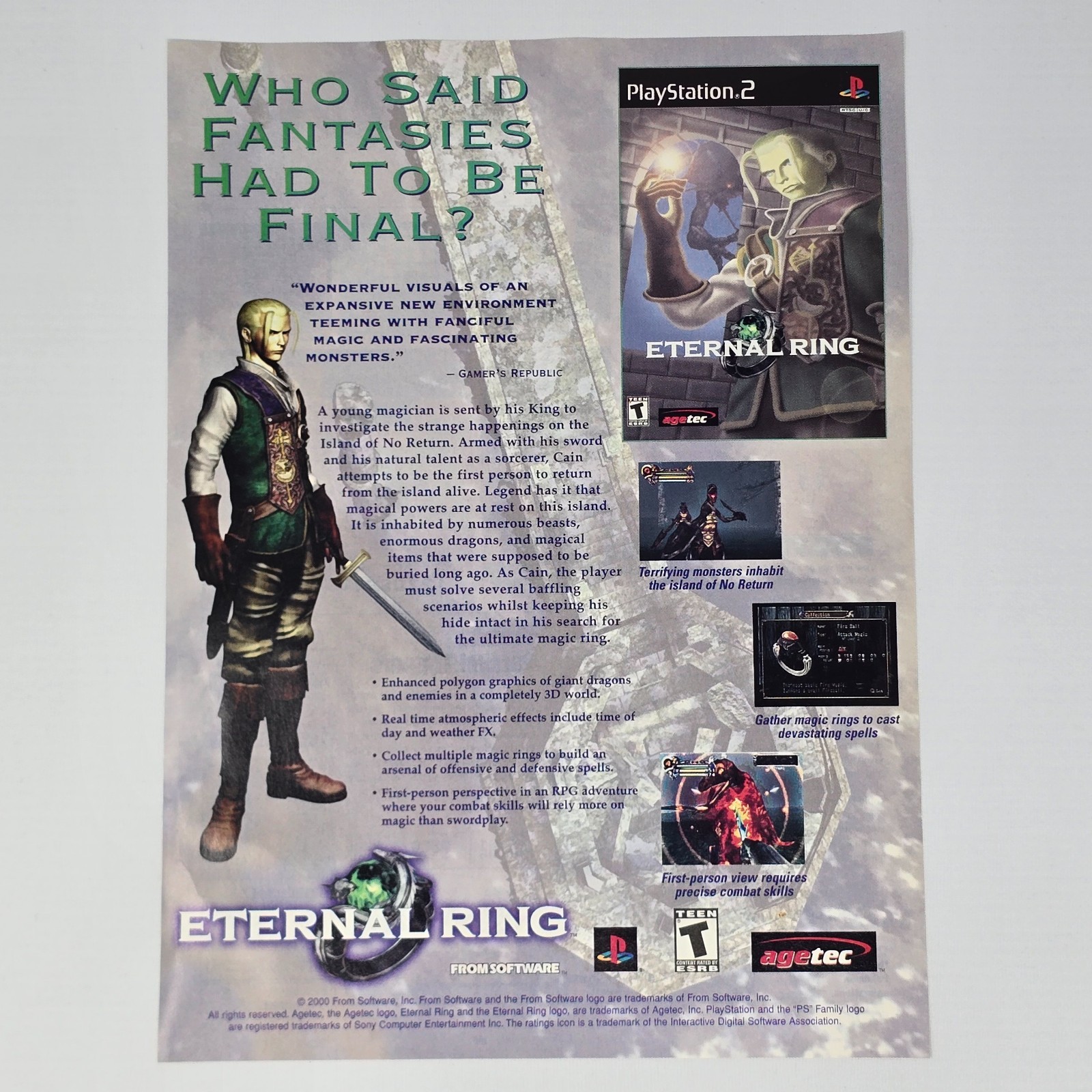 Eternal Ring PlayStation 2 PS2 Who Said Fantasies Print Ad/Poster