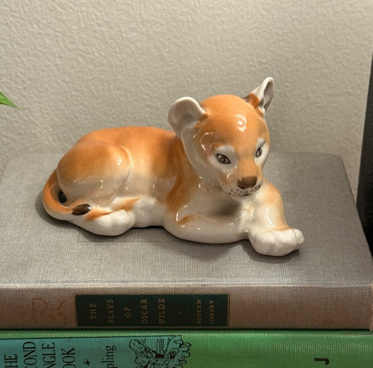 Vintage Lomonosov USSR Lying Lion Cub Porcelain Figurine | LFZ Soviet Russia