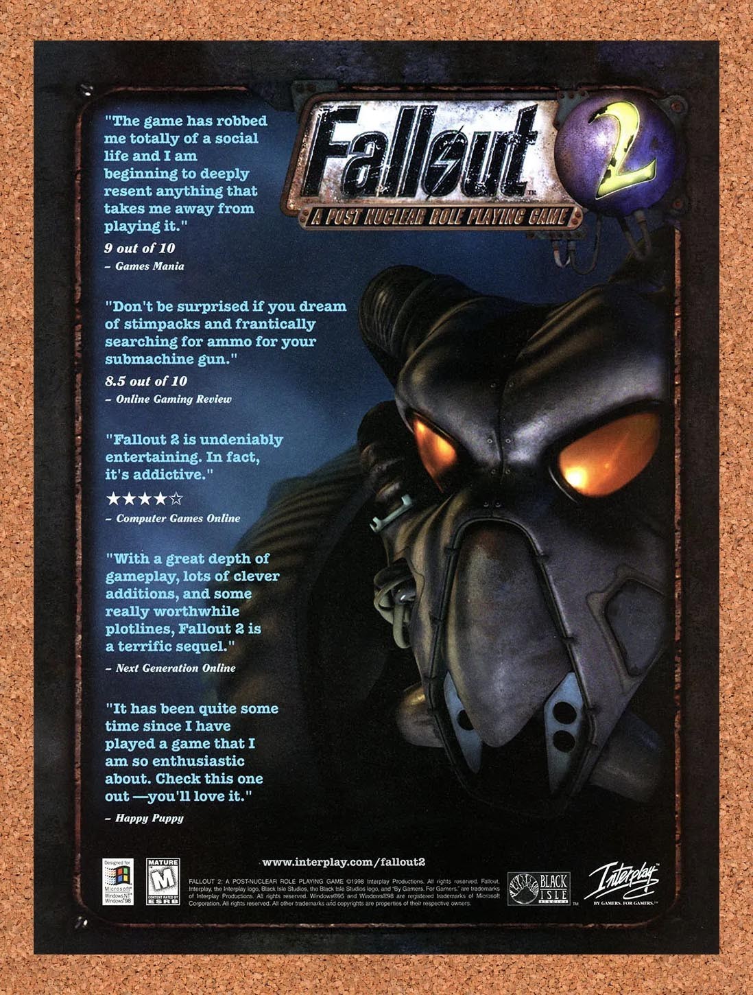 1999 Fallout 2 PC Original Advertisement / Retro Promo v3