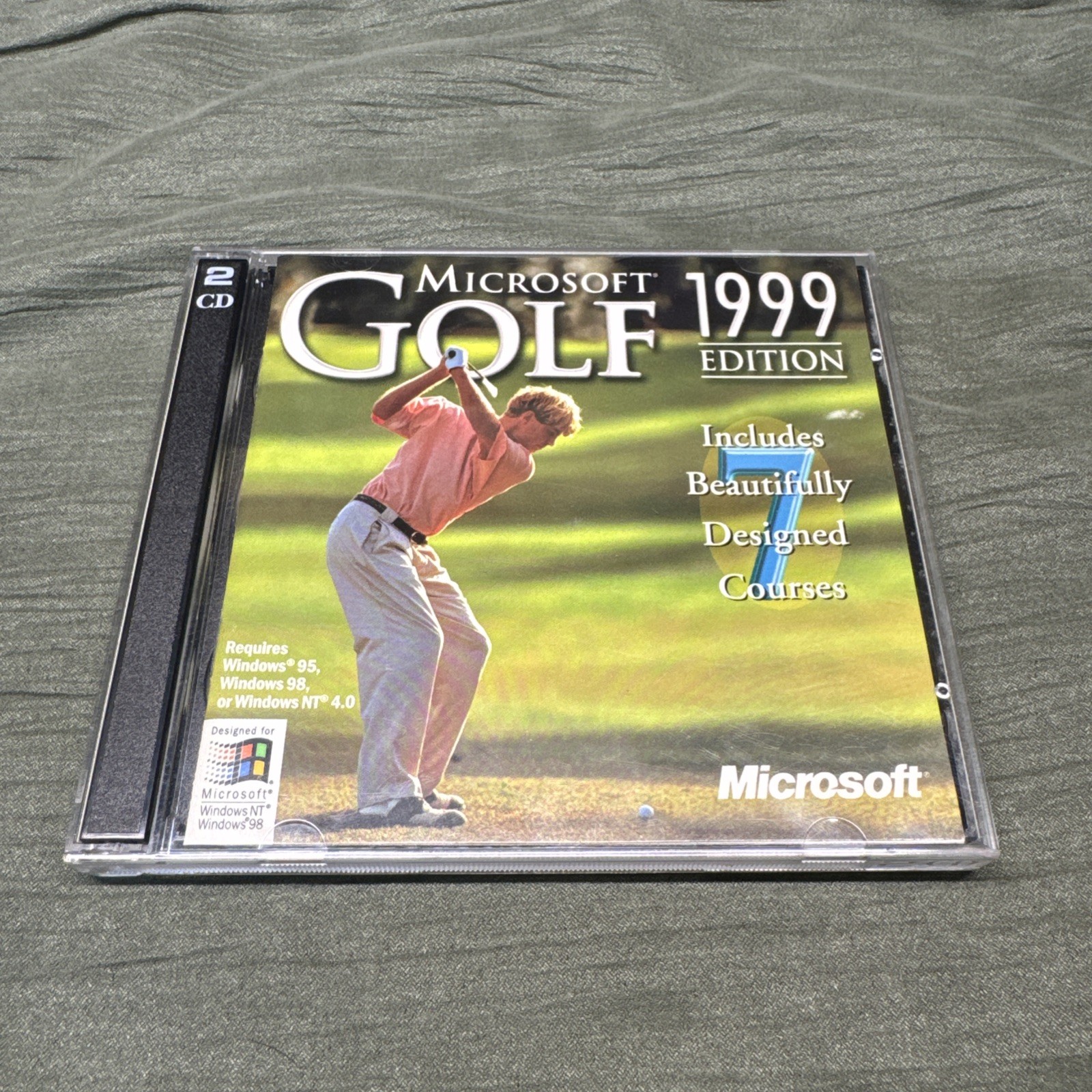 Microsoft Golf 1999 Edition (Windows PC, 1998) CIB VG Complete 2 Disc 7 Courses