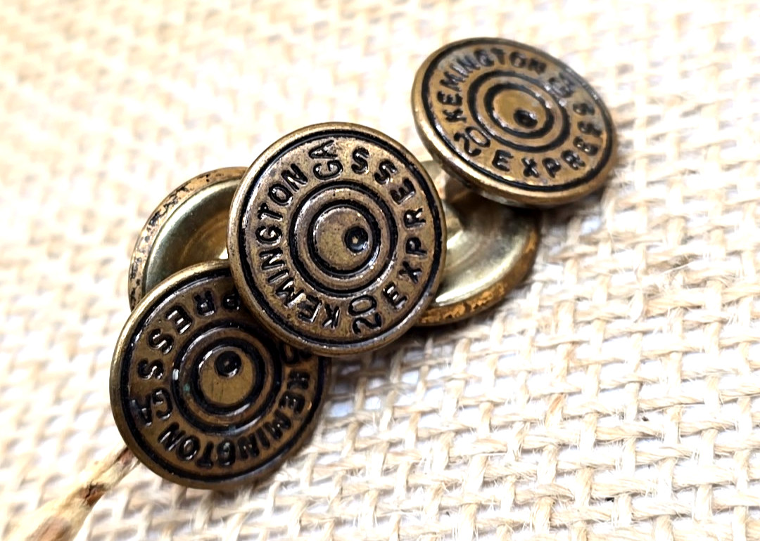 8 Vintage Remington Express 20 Gauge Metal Shell End Buttons