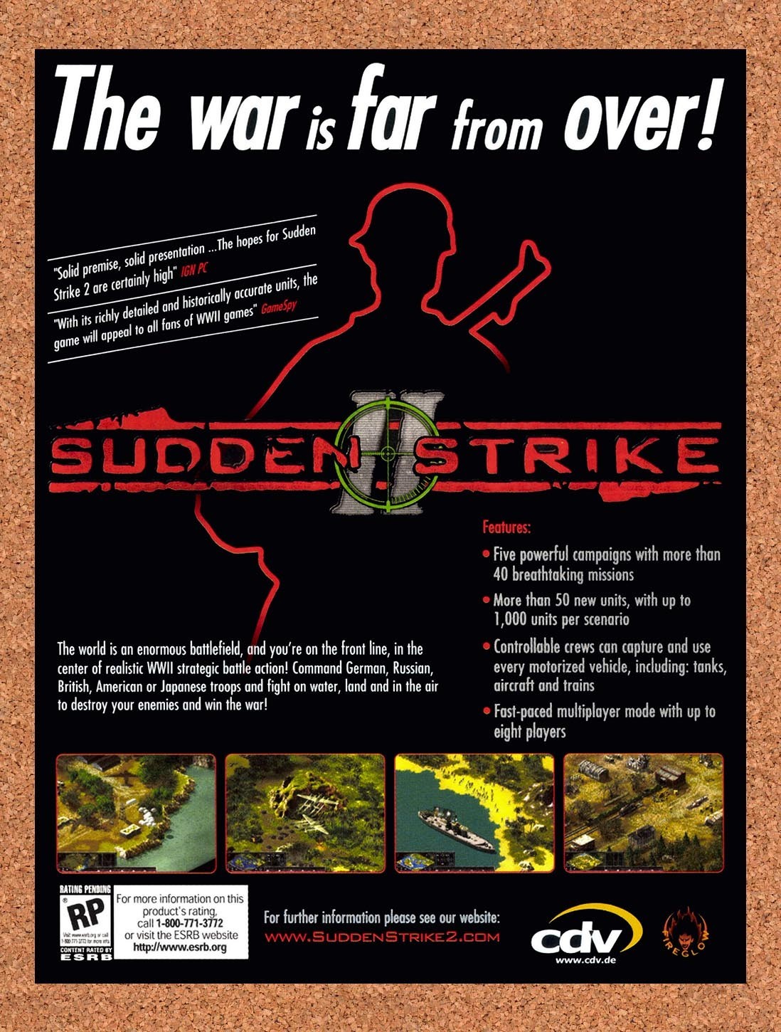 2002 Sudden Strike II PC Original Advertisement / Retro Promo v1