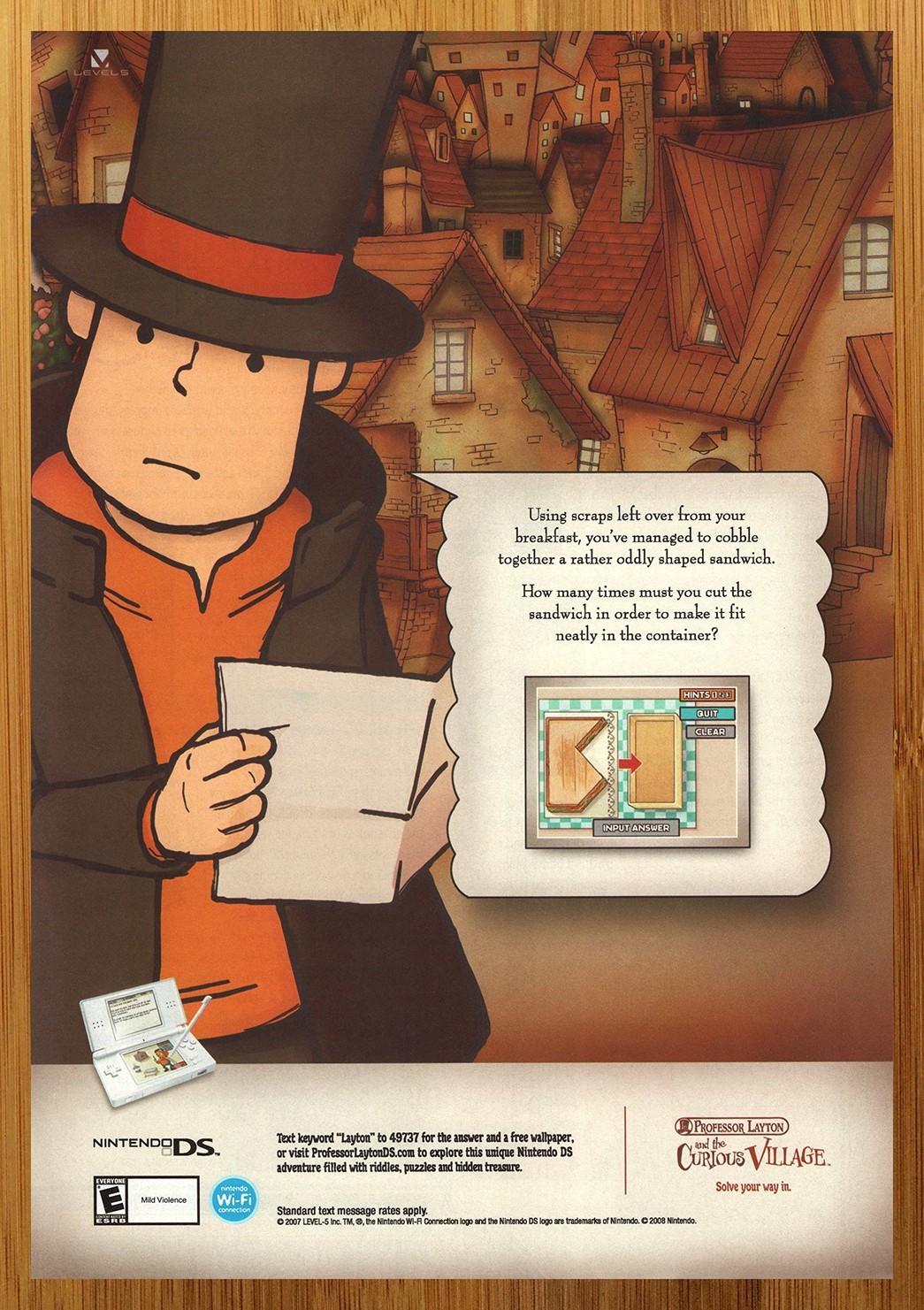2007 Professor Layton & The Curious Village Nintendo DS Print Ad/Poster Game Art
