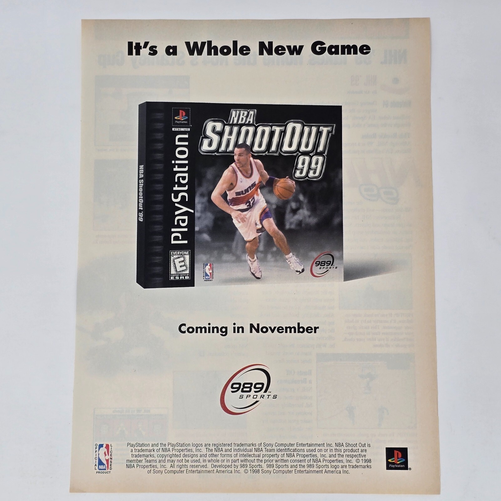 NBA ShootOut 99 PlayStation 1 PS1 Jason Kidd November Print Ad/Poster Promo Art