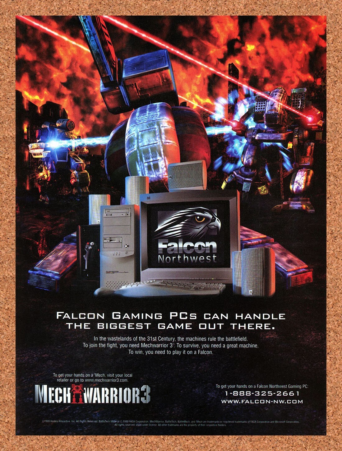1999 MechWarrior 3 Falcon Northwest Original Advertisement / Retro Promo v2