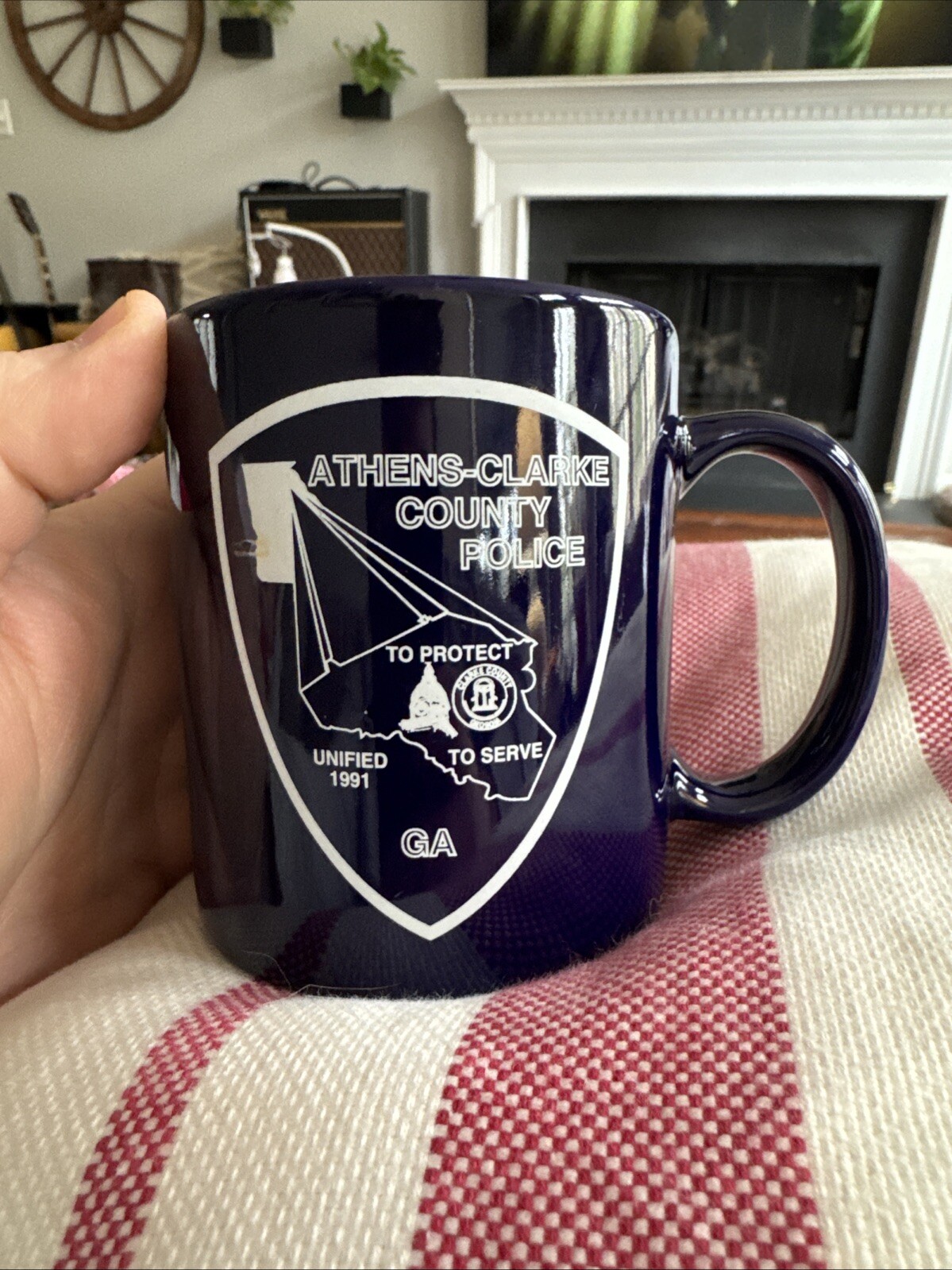 Vintage Athens Clarke County Police Coffee Mug UGA Georgia Frat Tailgate Gameday