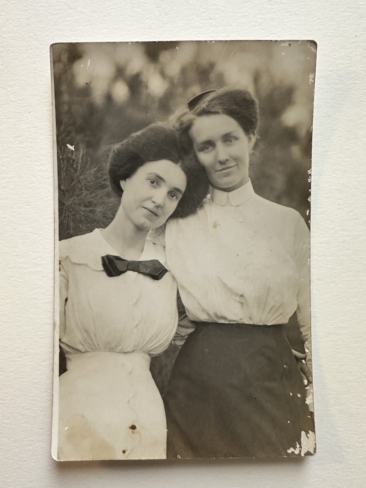 Great Antique Vintage 1910s RPPC Photo Two Women Affectionate Pose