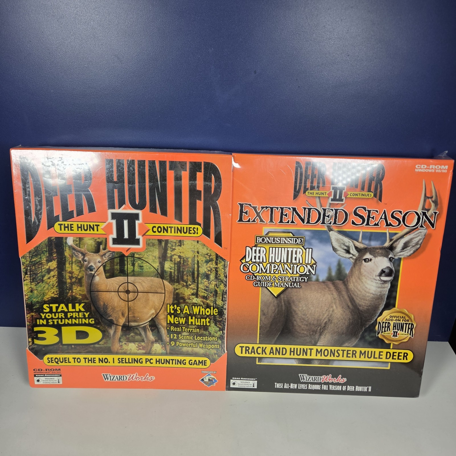 Deer Hunter 2 & Extended Season PC Game by Wizard, Vintage 1998, Sealed 