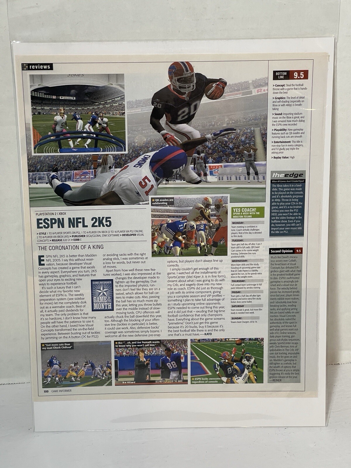ESPN NFL 2k5 Ps2 Xbox Vintage Video Game Review Magazine Article Print Ad Art