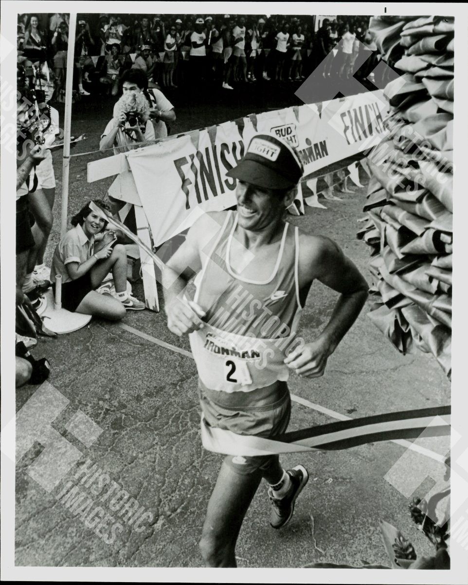 1982 Dave Scott at the finish line of the Ironman Triathlon