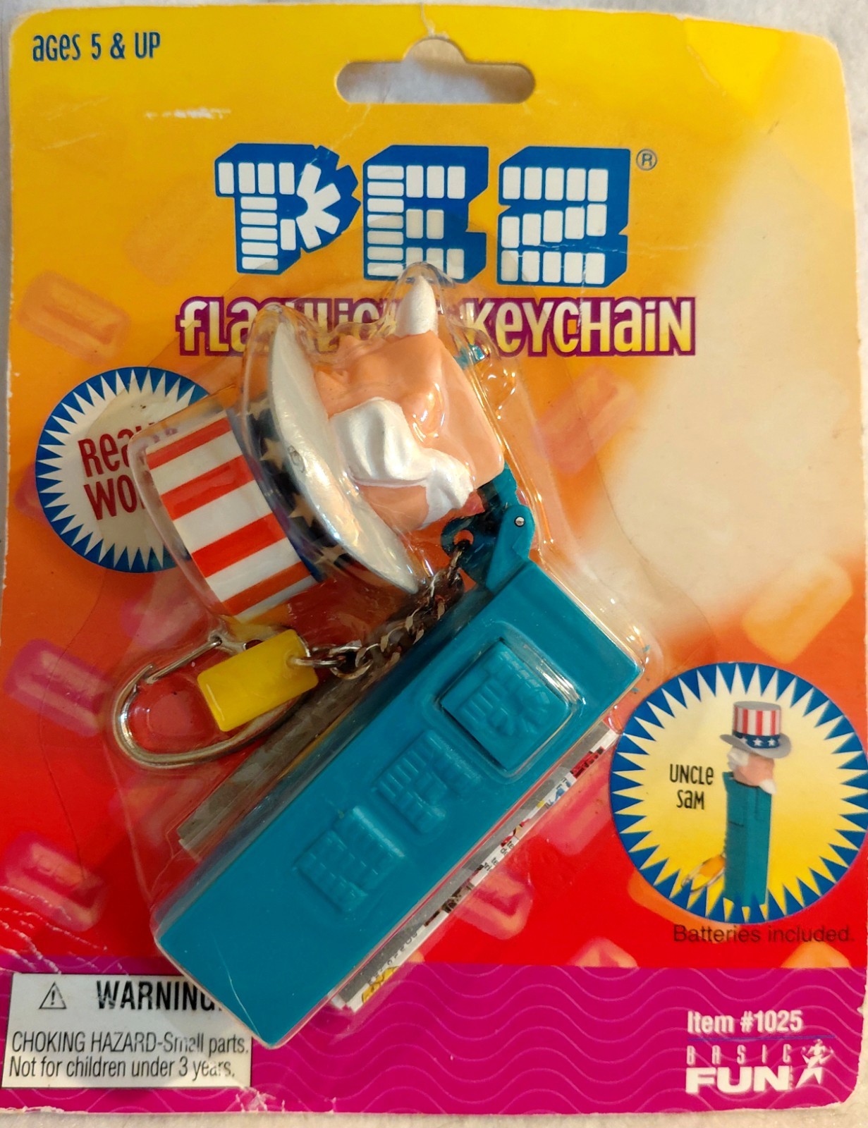 Vintage PEZ Uncle Sam Flashlight Keychain 2003 