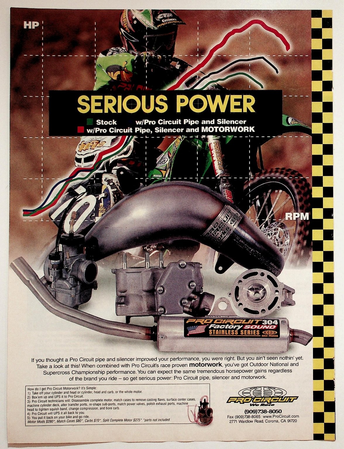 Pro Circuit Print Advertisement Serious Power Motorwork Stainless Series