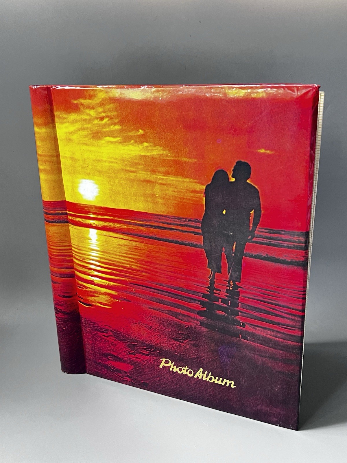 Vtg 1970s Sunset Beach Couple Self Adhesive Photo Album Magic Magnetic Korea