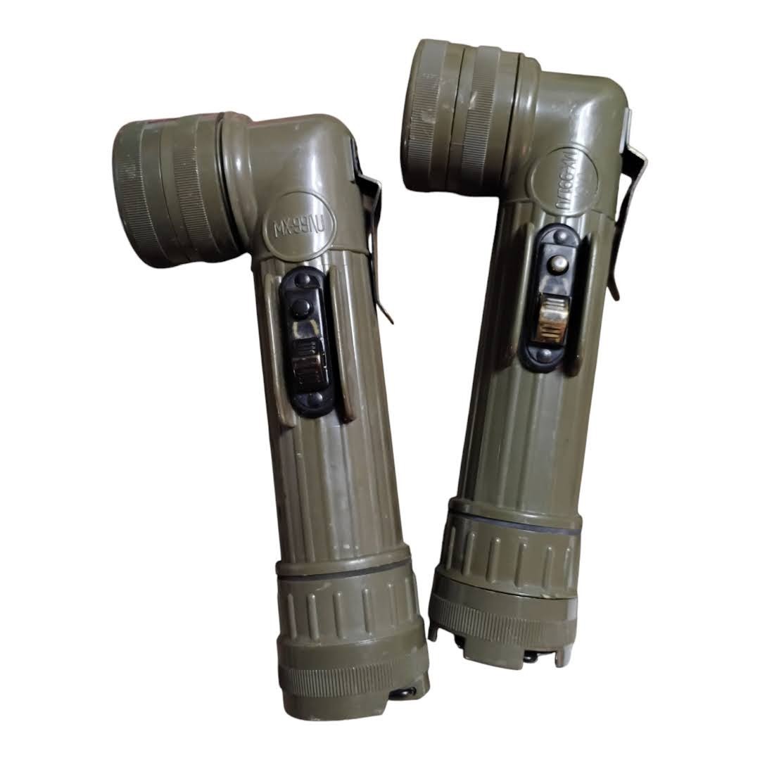 USGI US ARMY Fulton Anglehead Flashlight MX-991/U-5 Color Lens OD Green