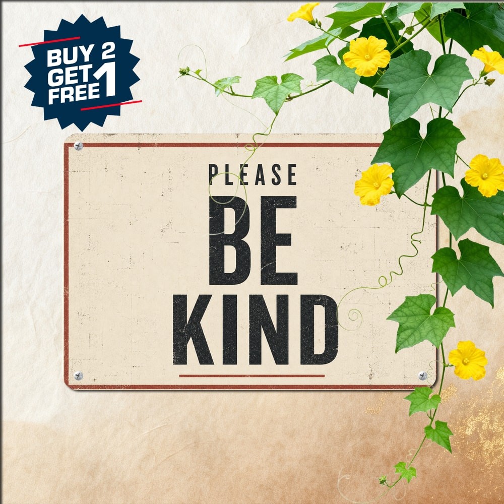 Be Kind Minimal Quote Sign Metal Tin Sign Distressed Wall Decor Plaque