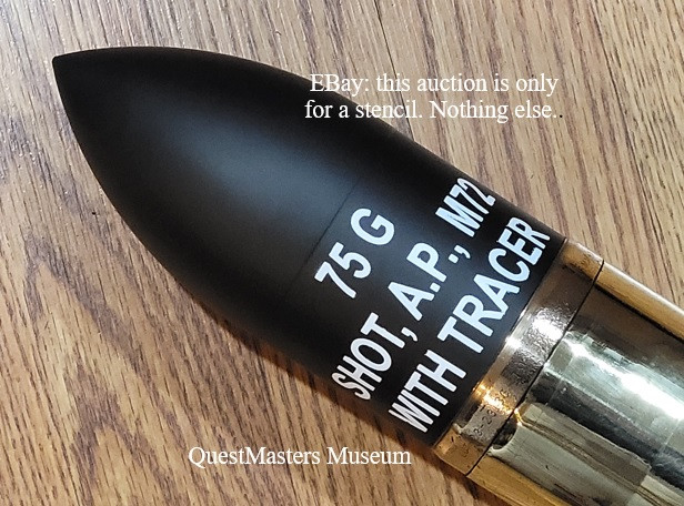 U.S. WWII 75mm M72 A.P. Projectile Shell Stencil, - Stencil 024