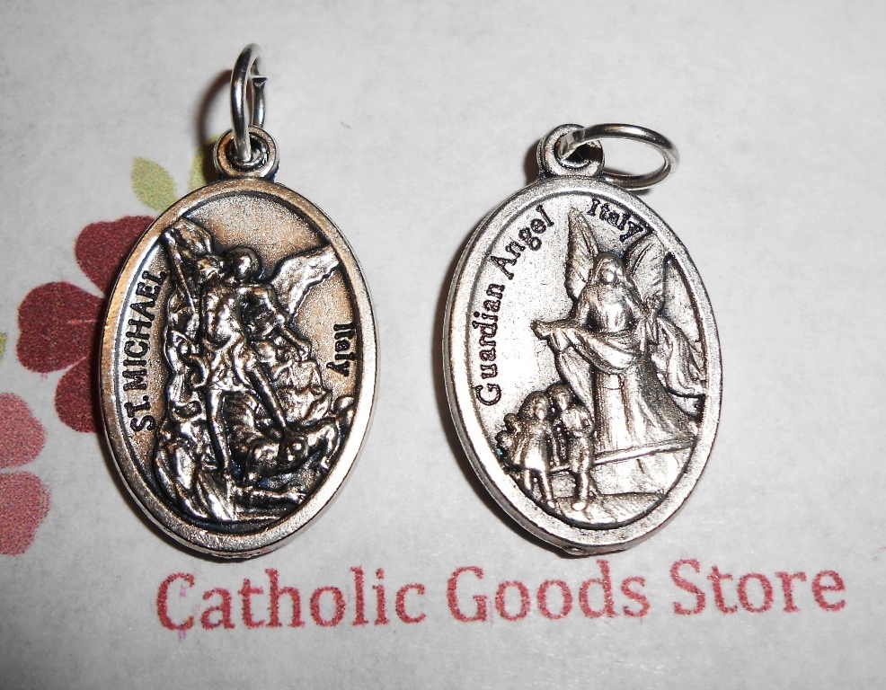 Saint. Michael the Archangel - Guardian Angel -Italian Silver-tone OX 1