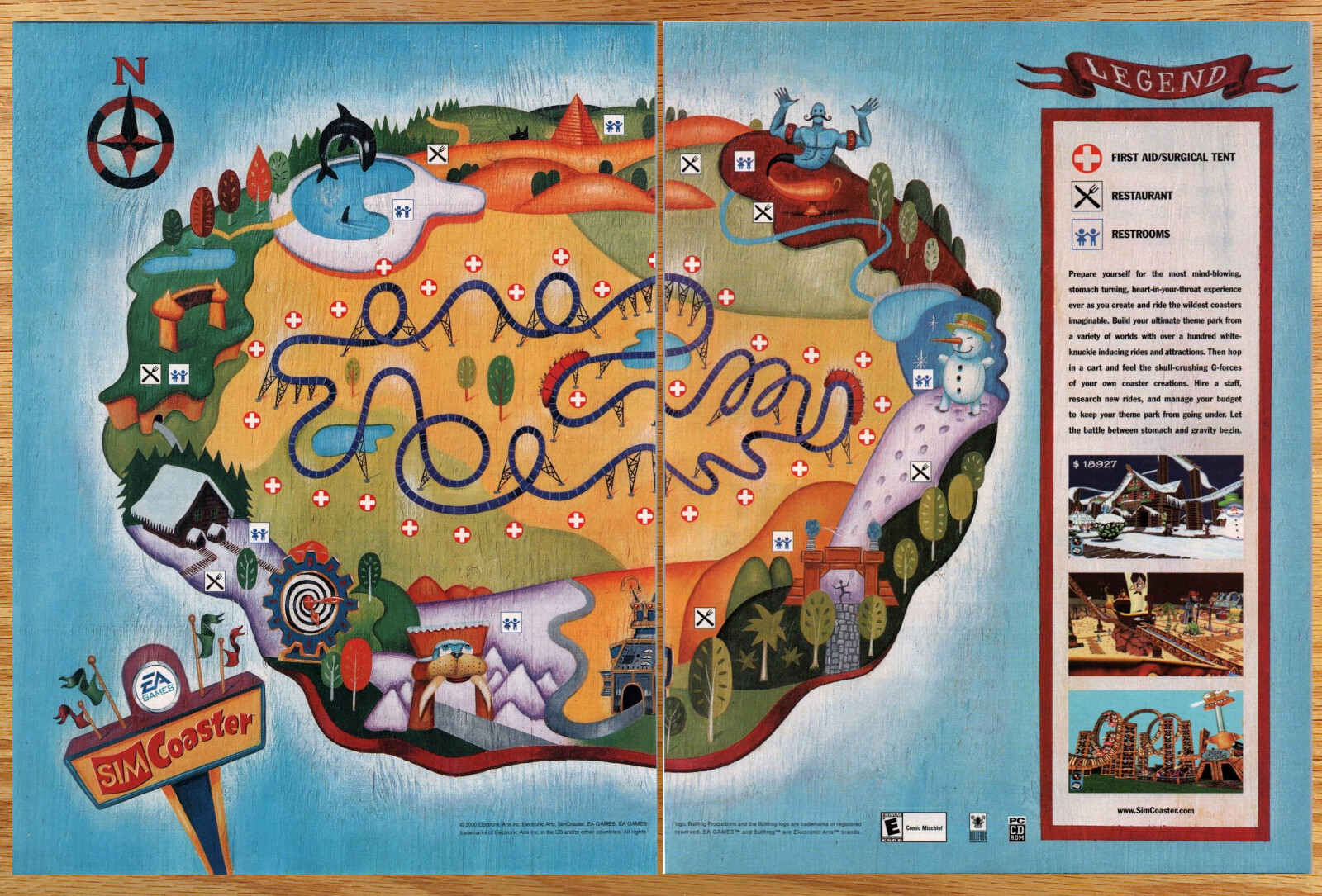 Sim Coaster EA - 2 Page Video Game Print Ad Poster Promo Art 2001