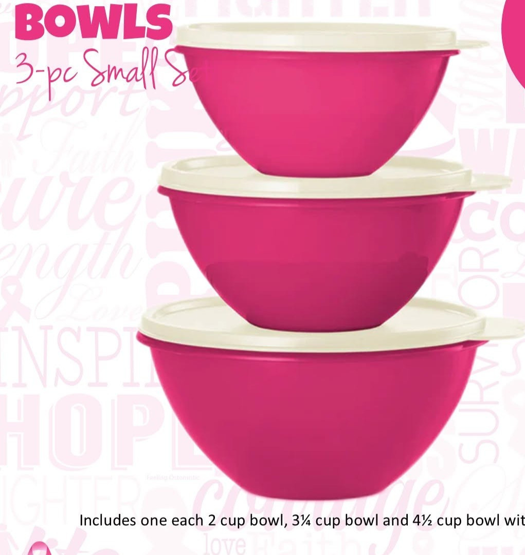 New Tupperware Small Set Of Pink Wonderlier Bowls 3 sizes