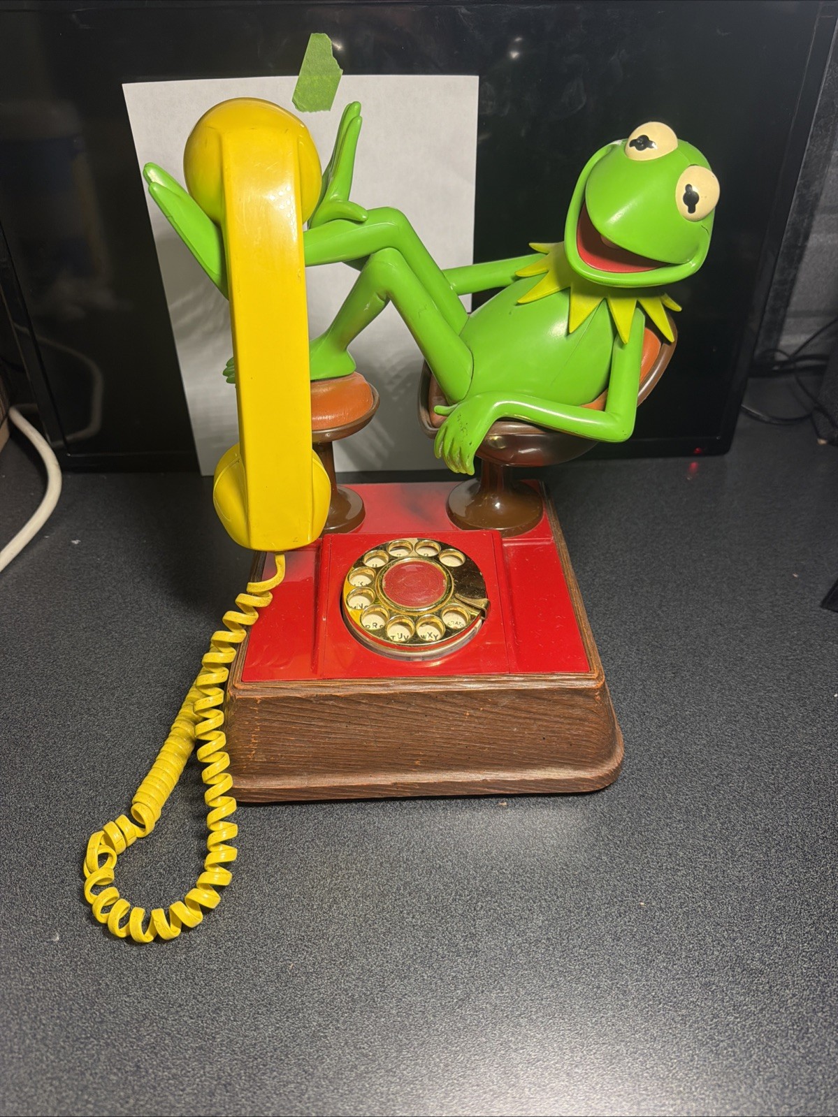Vintage 1983 Kermit the Frog Telephone ATC Jim Henson Muppets Rotary Style Phone