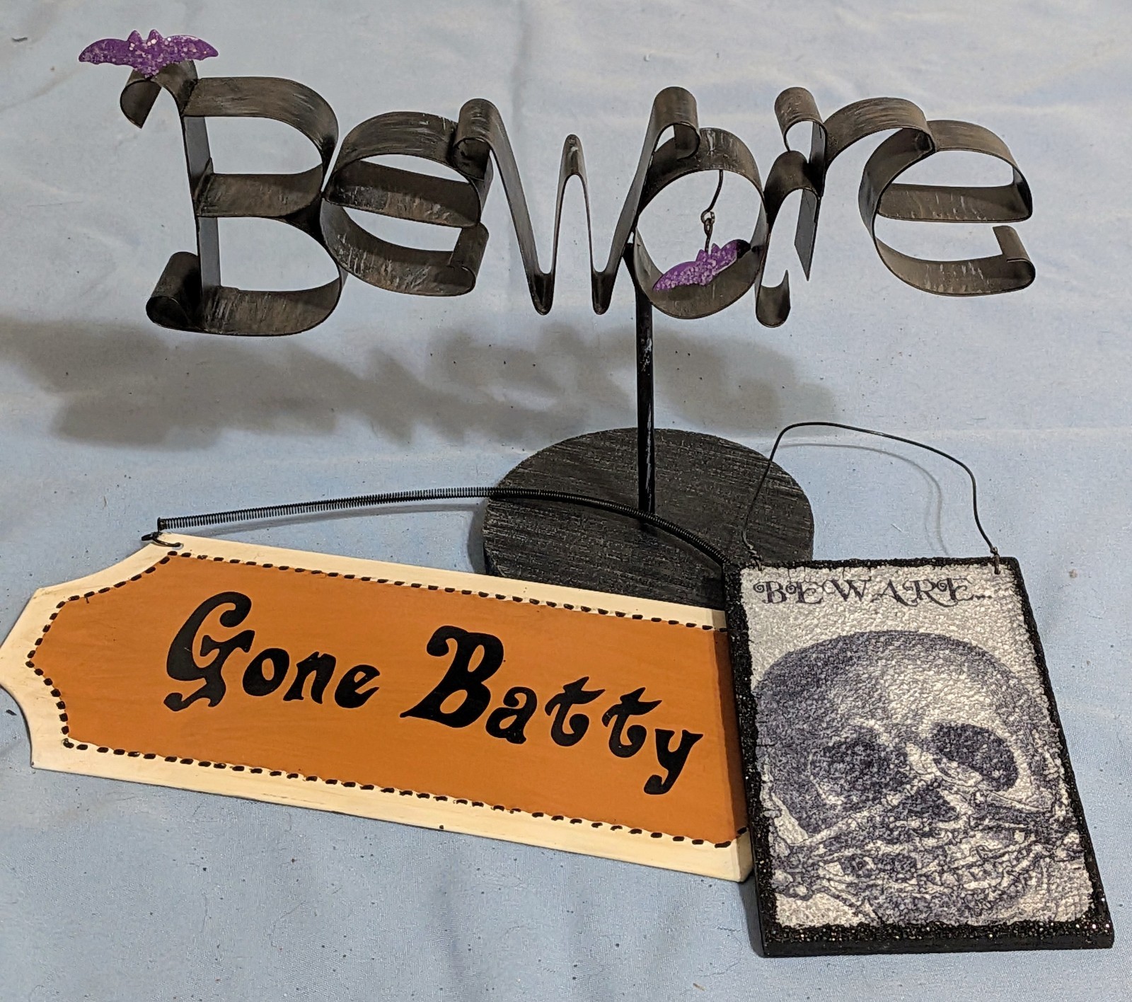 Halloween Home Decor Beware w/ Bats 3D Sign, Beware w/ Skulls, Gone Batty Signs