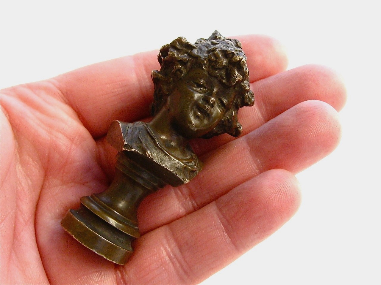SUPERB Antique Victorian Bronze Wax Hand Seal Sceau Peseau ANGEL  SHAPE  L@@K