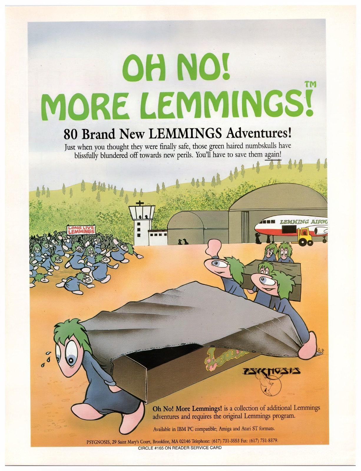 Oh No More Lemmings - PC - Vintage Original Print Ad/Poster Promo Art 1991