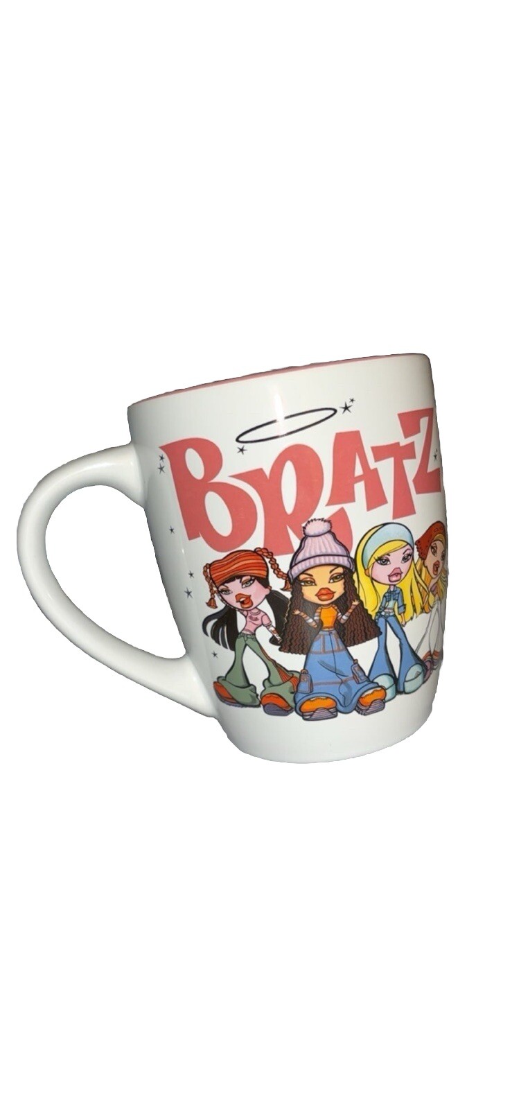 BRATZ GANG Large Double Sided Ceramic Coffee Mug Rose Colored Interior 25 Oz NEW
