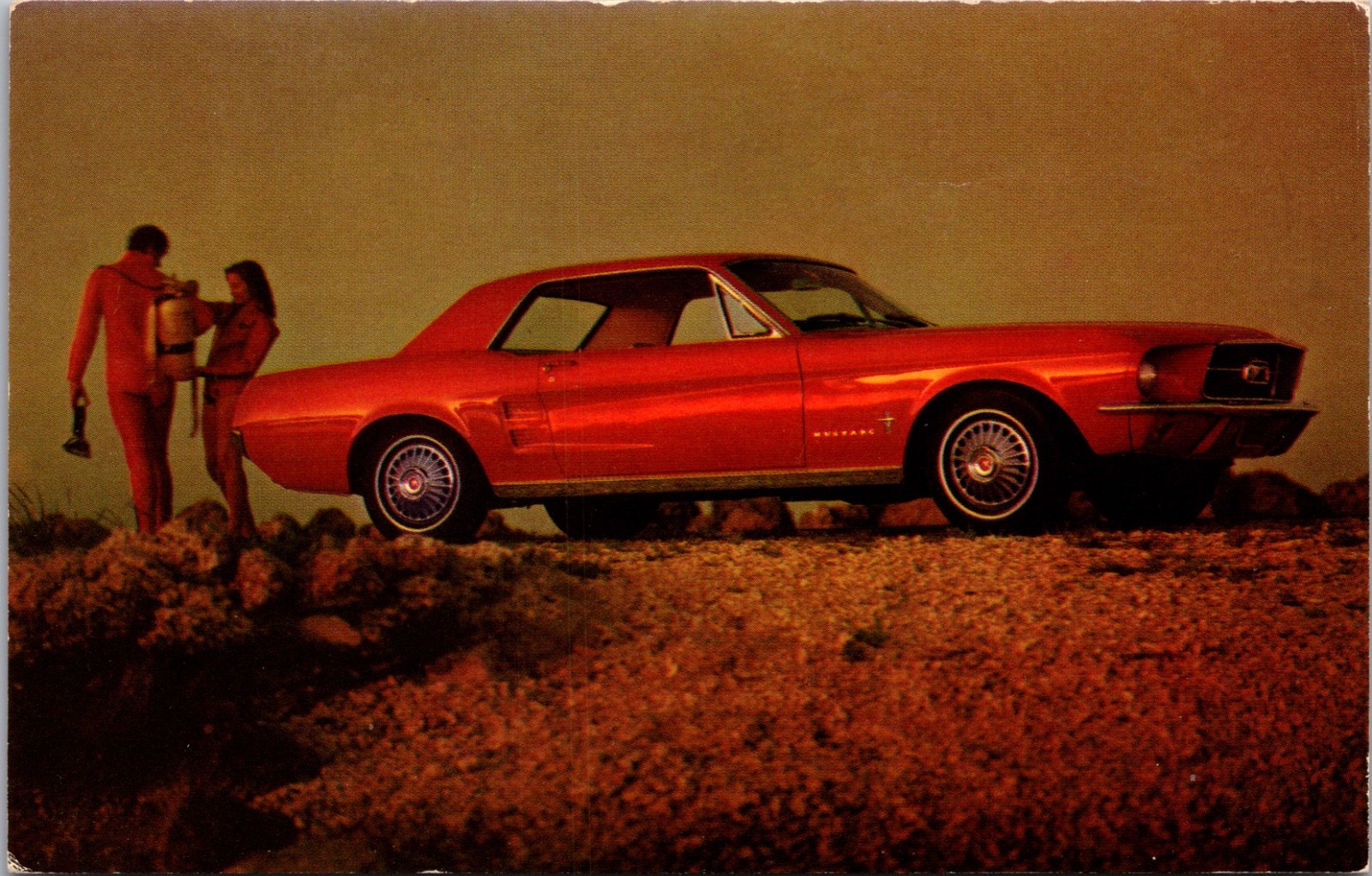 1967 Ford Mustang Hardtop Advertising Postcard Scuba Diver