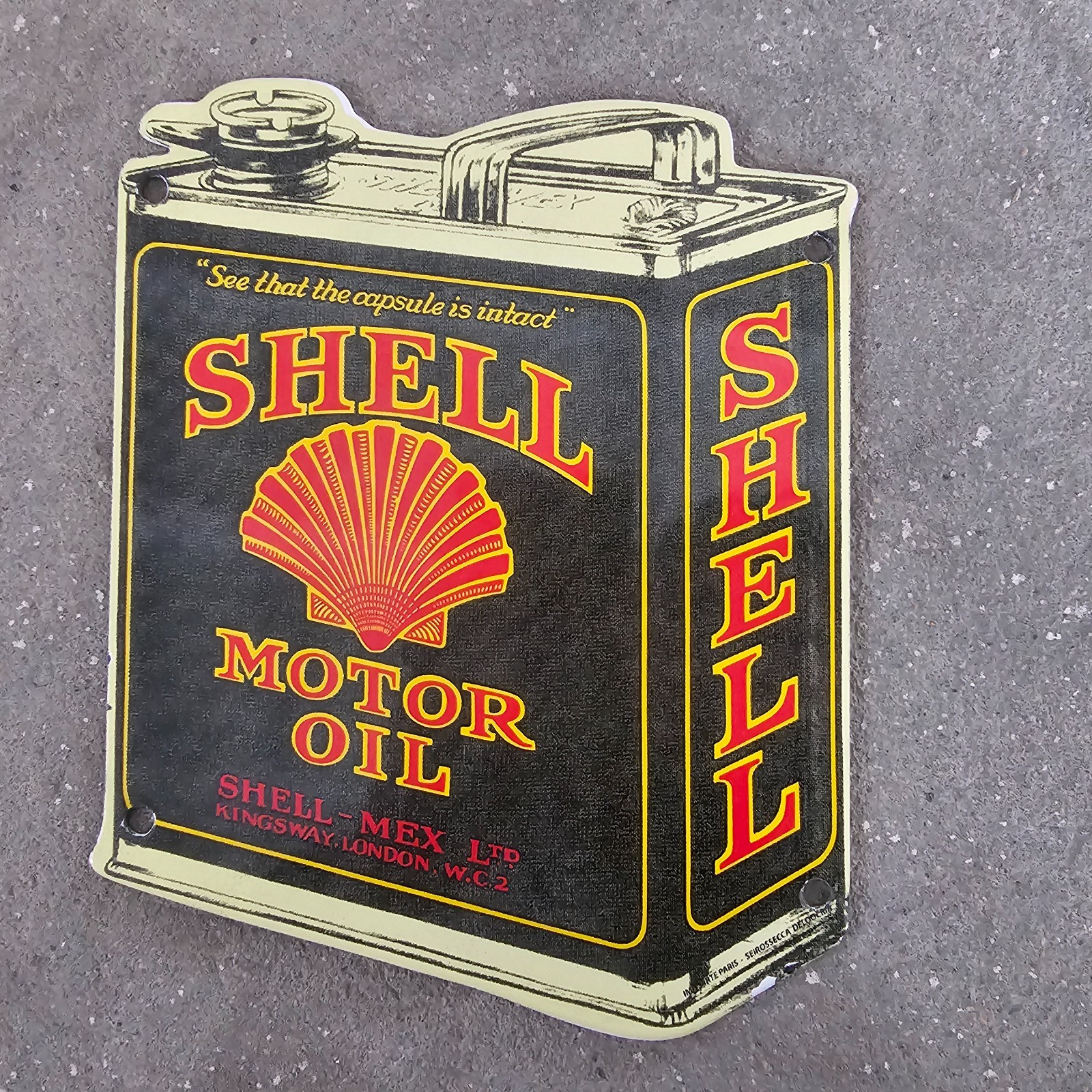 VINTAGE SHELL MEX LTD OLD US GASOLINE OIL GAS PUMP ENAMEL PORCELAIN SIGN