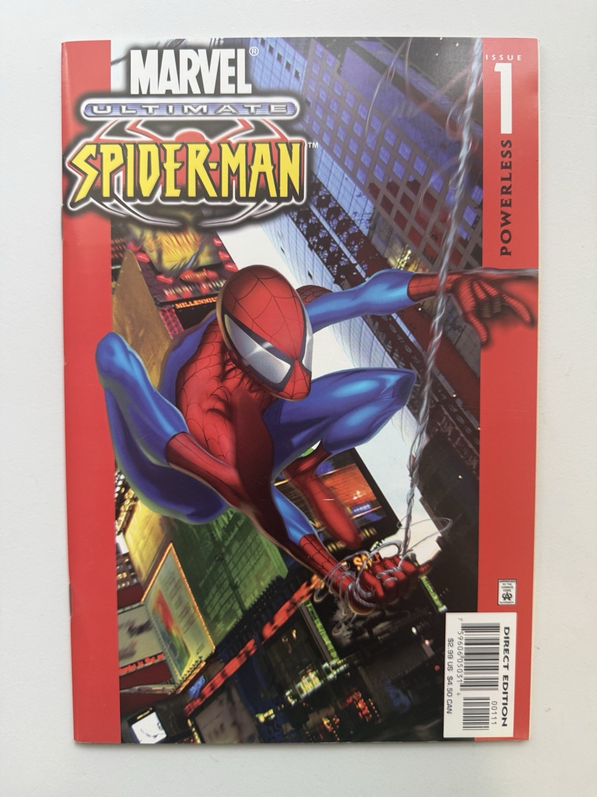 Ultimate Spider-Man Comic #1 2000 Powerless 1st Print Direct Edition VF+