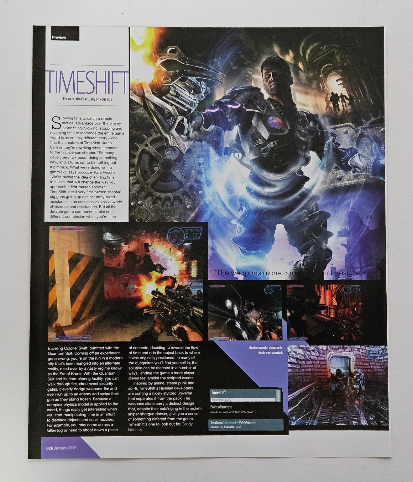 TIMEShift Video Game Preview Magazine Article Full Color 2006 Xbox 360 PC Sci-Fi