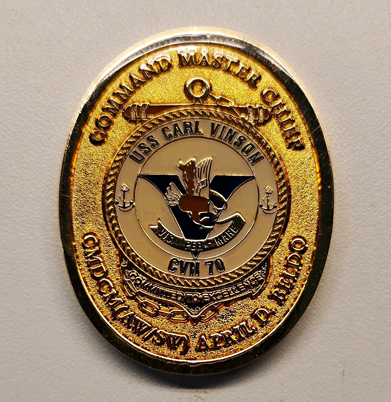 US Navy Command Master Chief USS Carl Vinson CVN-70 Militaria Challenge Coin