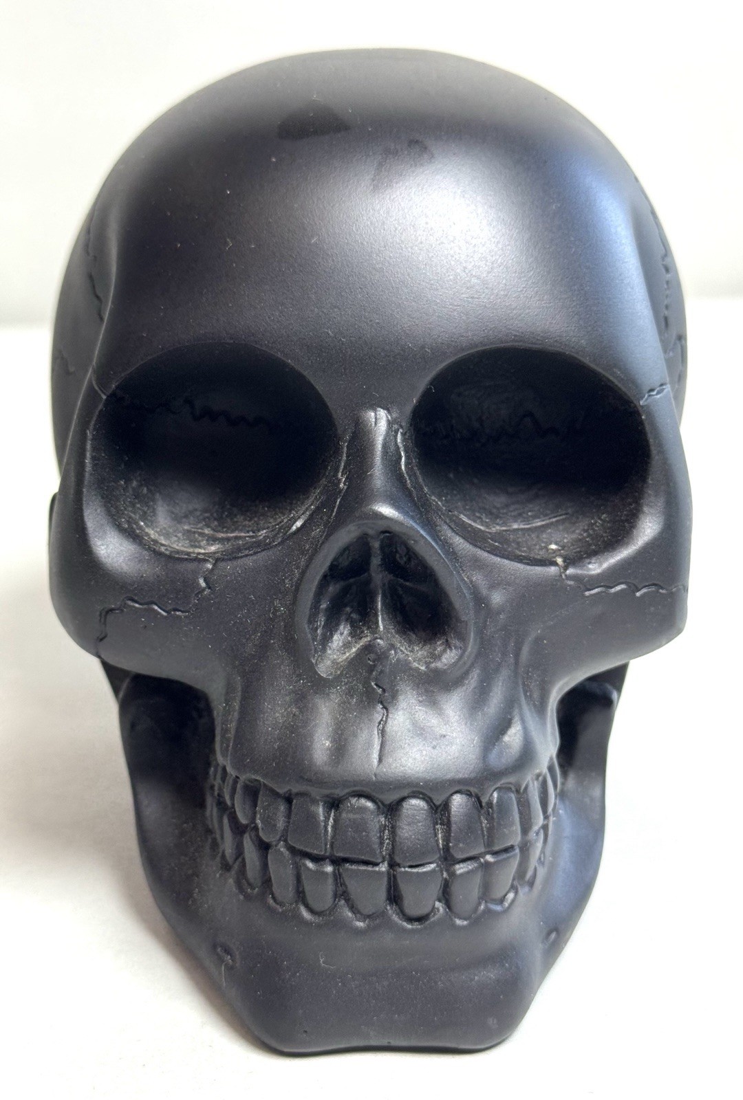 Summit Collection Matte Black Human Skull Statue 2007 Gothic Skeleton Prop