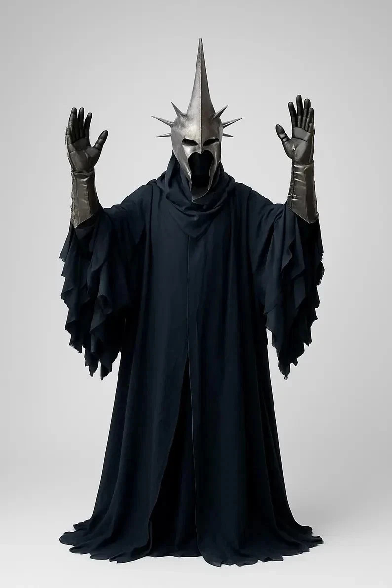 Nazgul Costume Ring Wraith Grim Reaper Long Cape Cosplay Lord Of The King Gown