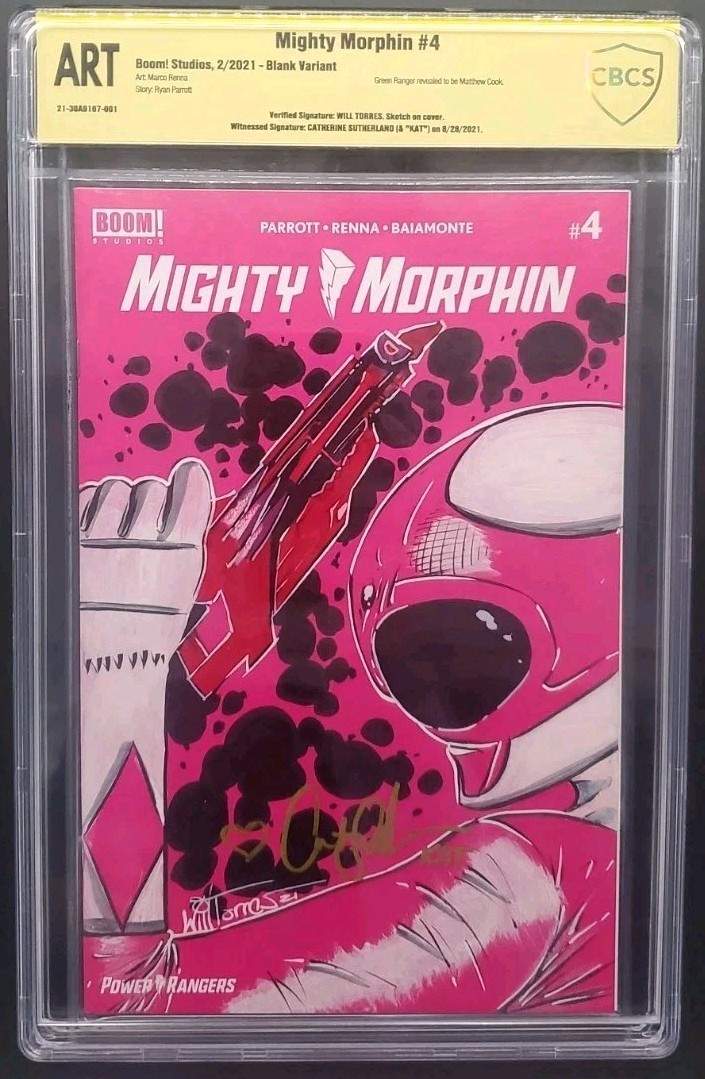 Mighty Morphin Power Rangers #4 CBCS ART Signed Catherine Sutherland Sketched 