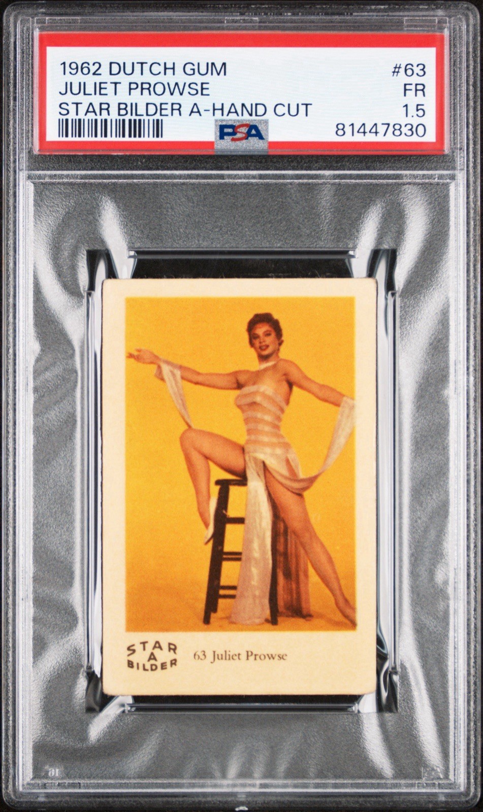 1962 DUTCH GUM STAR BILDER 63 JULIET PROWSE PSA 1.5