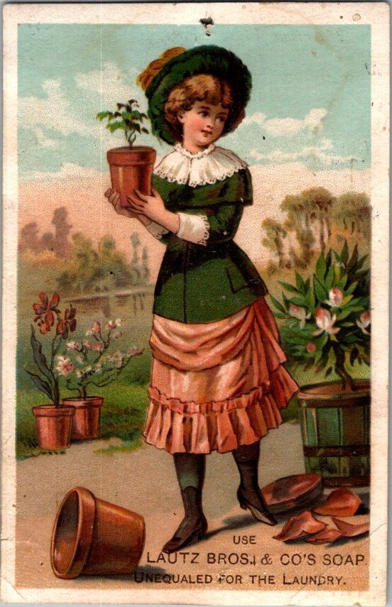 Victorian Trade Cards 1850-1870 Lautz Bros & Co, Laundry Soap, Buffalo, New York