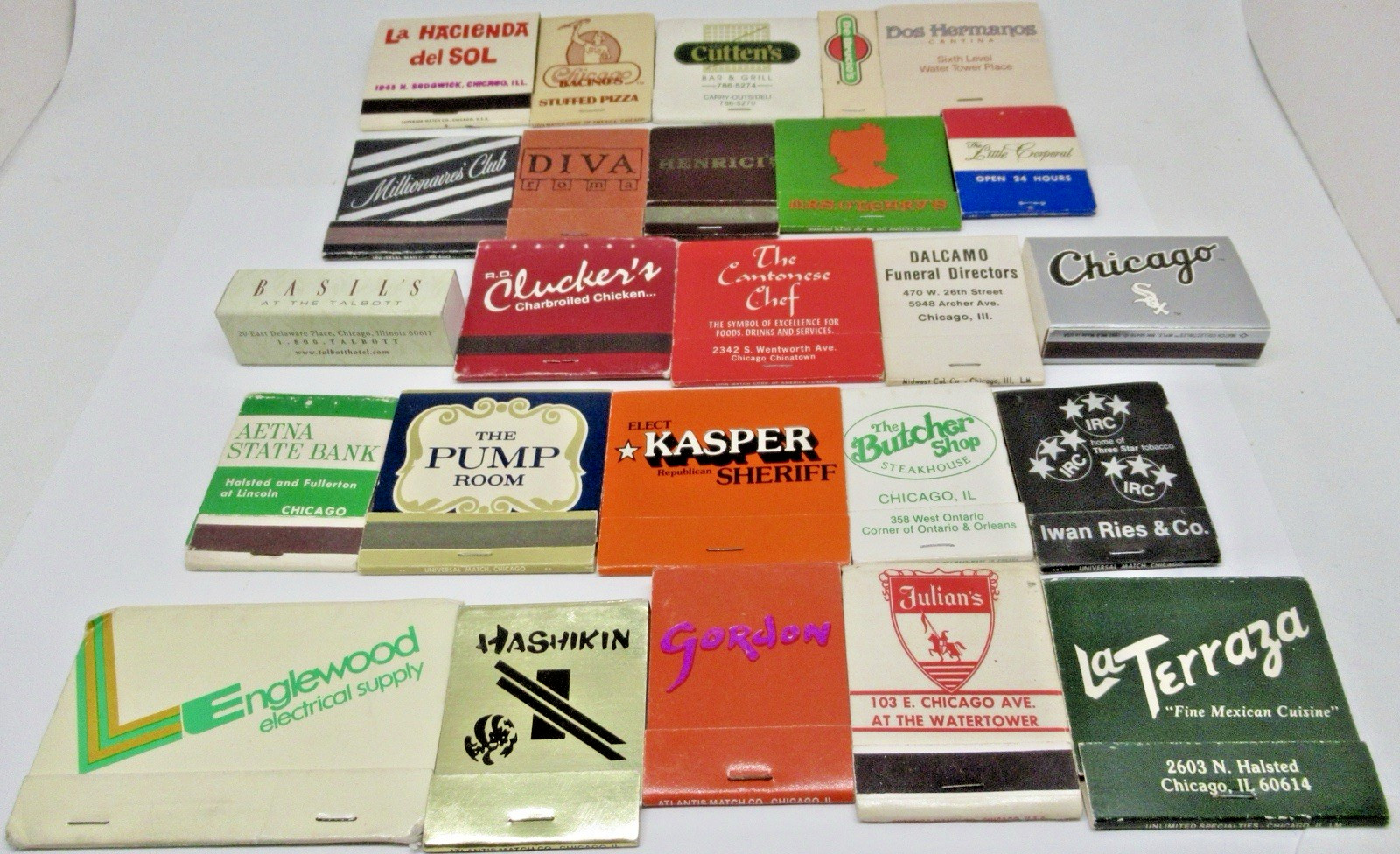 CHICAGO Illinois LOT of Twenty-Five (25) FULL Unstruck Matchbook's - Matchbox