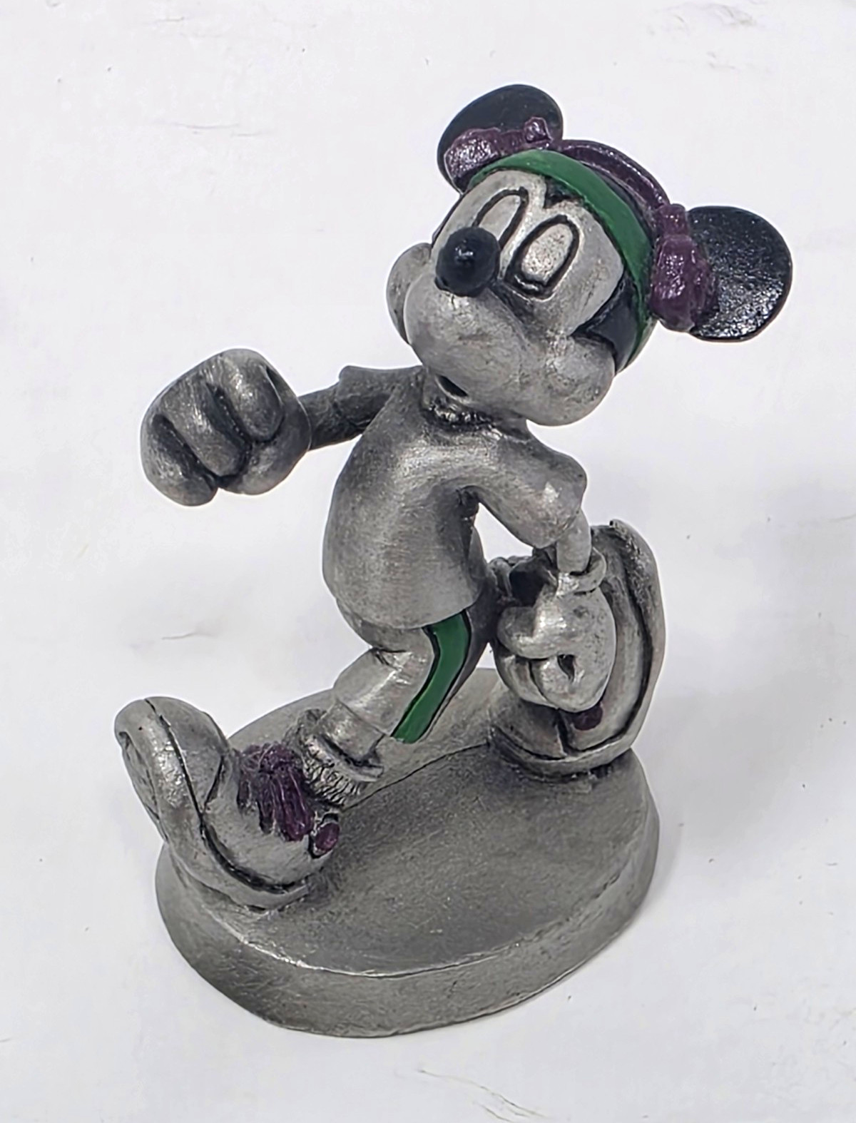 Disney Mickey Mouse Rollerblading Figurine Hudson Fine Pewter 7342 Vintage