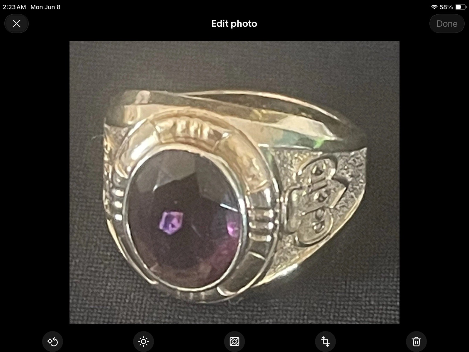 RARE HARD TO FIND-1967 Vintage CADETTE GIRL SCOUT PURPLE STONE RING-10k-GF