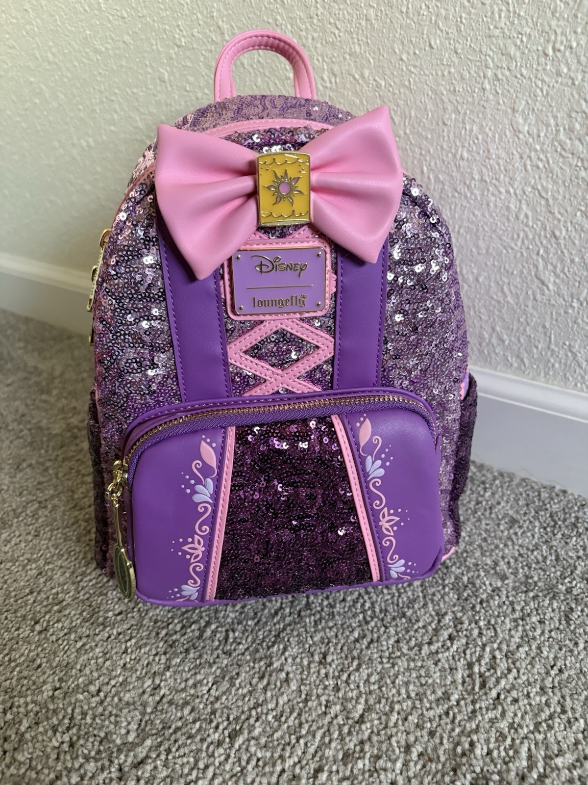 Disney Loungefly Tangled Sequins Backpack ✨Rare Find✨ In Hand NWT