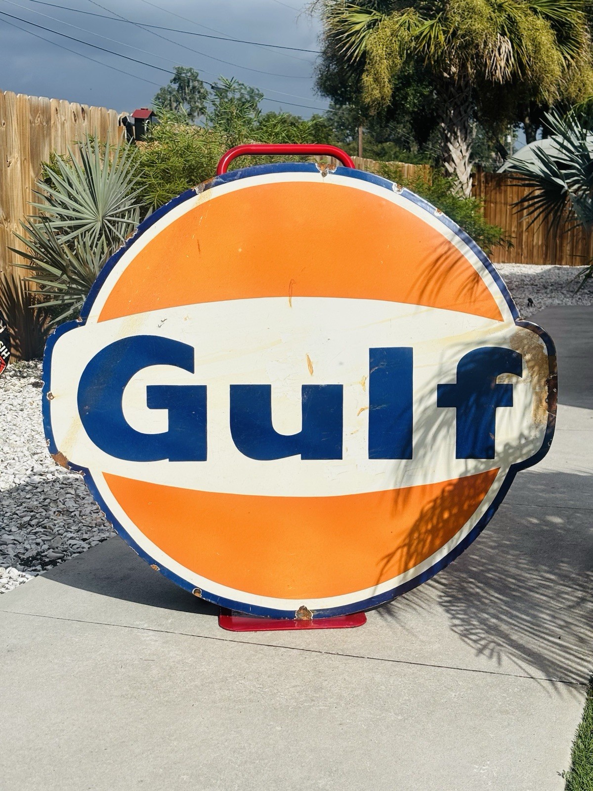 Gulf Porcelain Advertising Sign Roughly 48 In