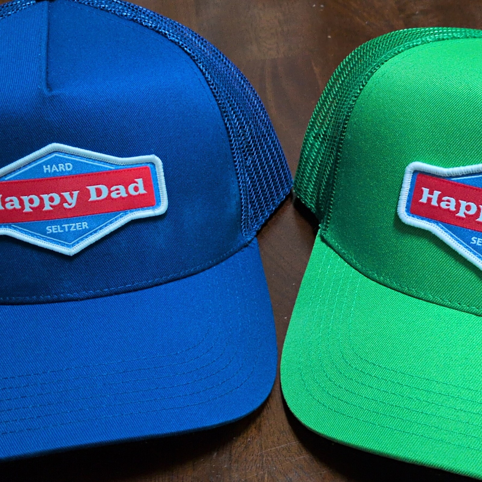 Happy Dad Mesh Trucker Hats Blue & Green (2 Separate Hats)
