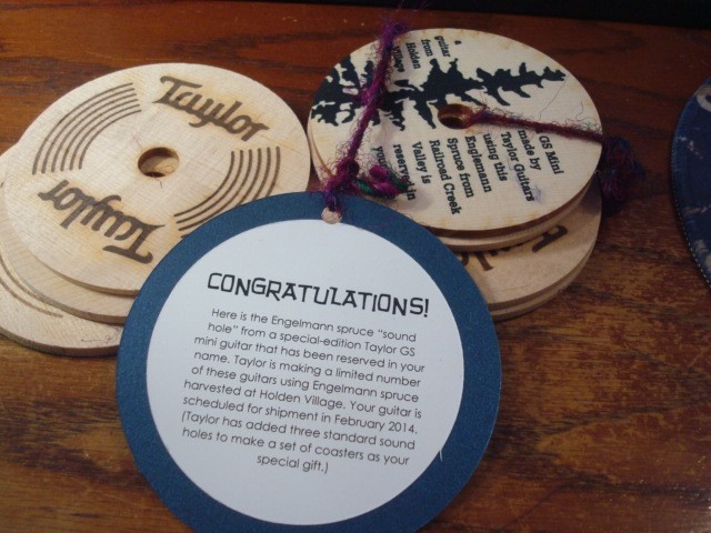 Rare, 2014, Taylor Guitar Sound Hole Coasters, 7-pcs, w/COA Coaster