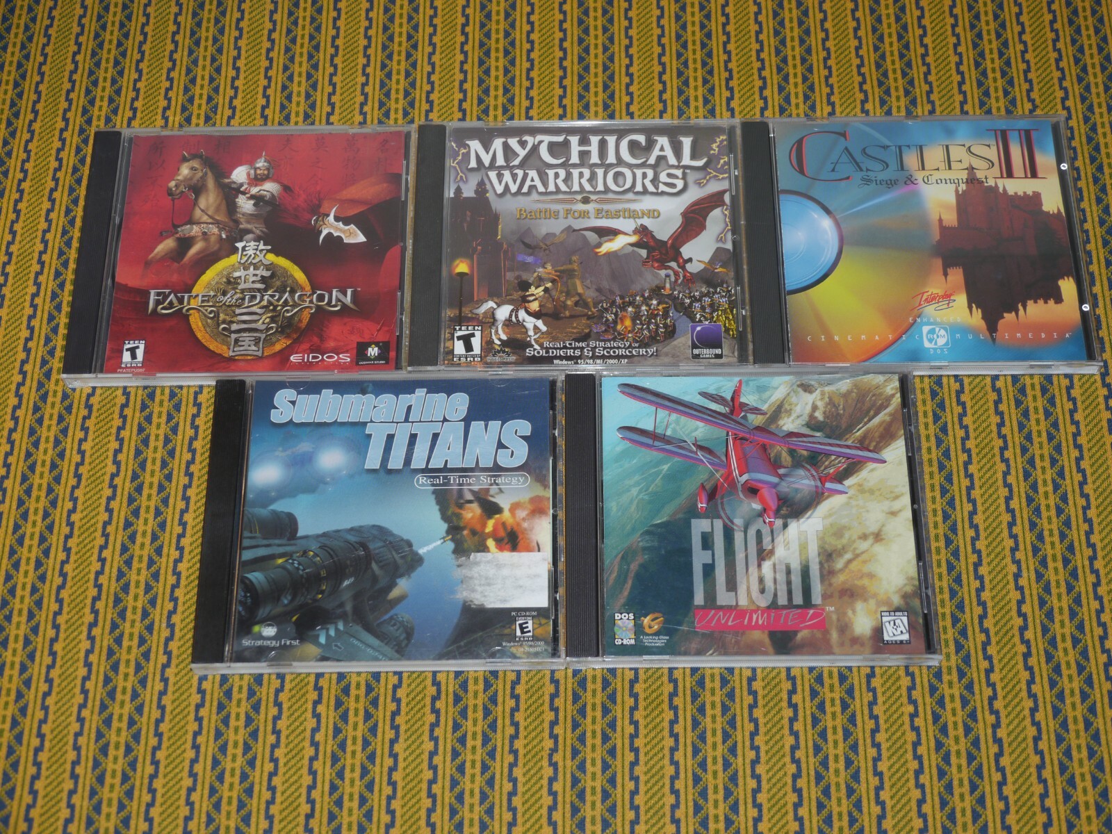 Vtg PC Lot - Castles II, Flight Unlimited, Mythical Warriors Fate of the Dragon+