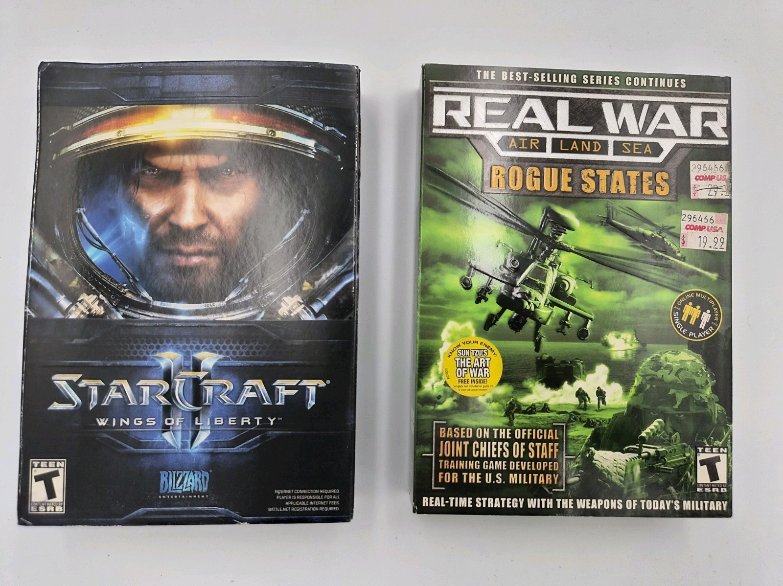 Lot of 2 Games: StarCraft II Wings of Liberty & Real War Rogue States PC Big Box