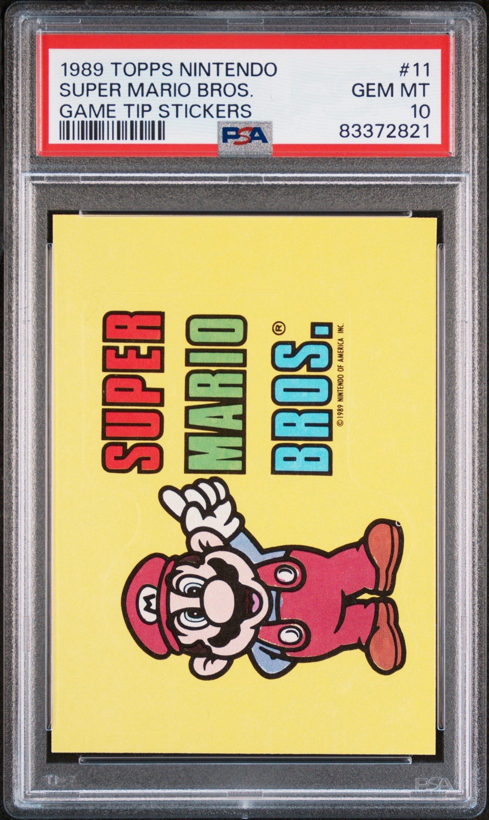 1989 Topps Nintendo Super Mario Bros. #11 Game Tip Stickers PSA 10