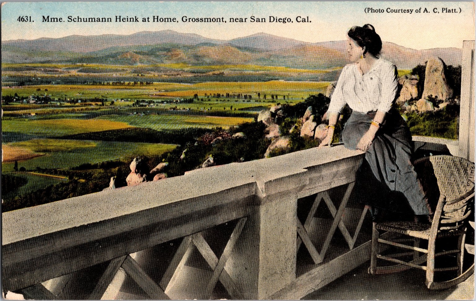 Mme. Schumann Heink at Home Grossmont San Diego Postcard c1930